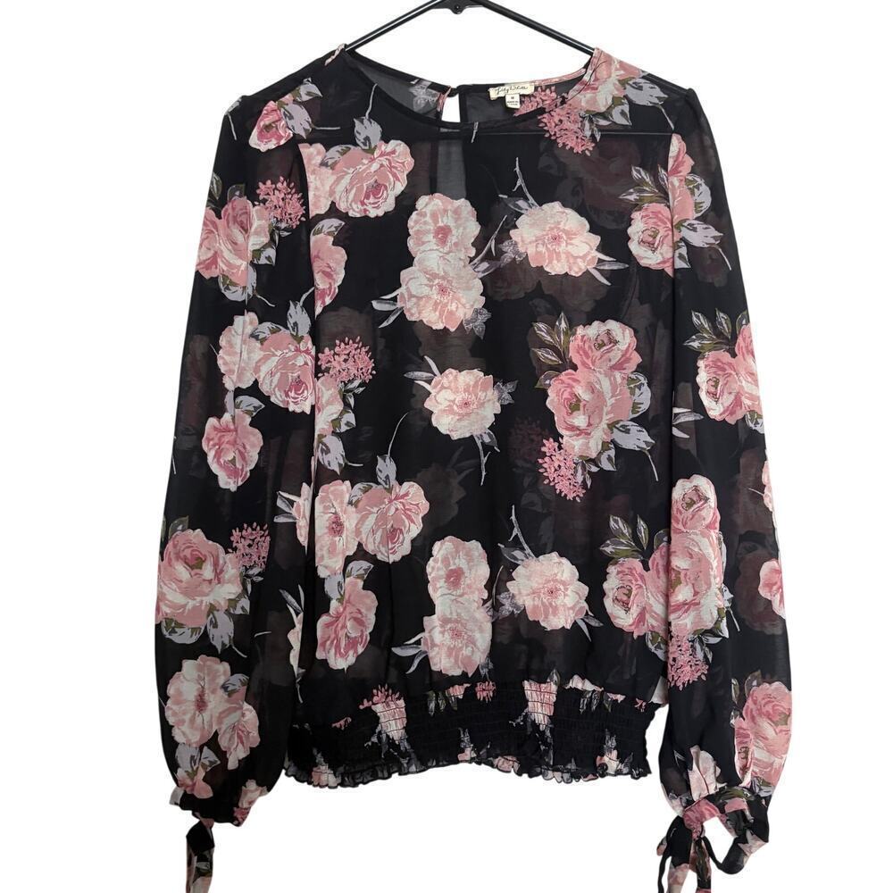 Lily White Floral Chiffon Blouse Black Romance Sheer Boho Softgirl DarkAcedemia